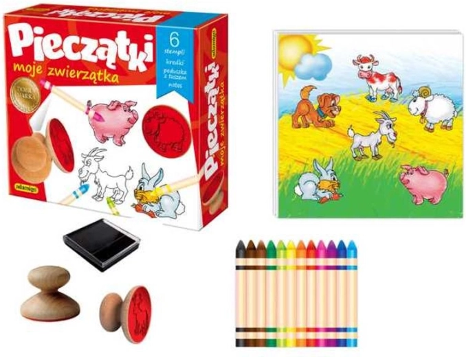 Dřevěná razítka zvířátka – kreativní sada 6 ks