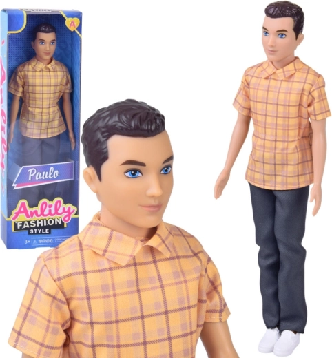 Anlily panenka kluk brunet Paulo v kostkované košili a tmavých kalhotách