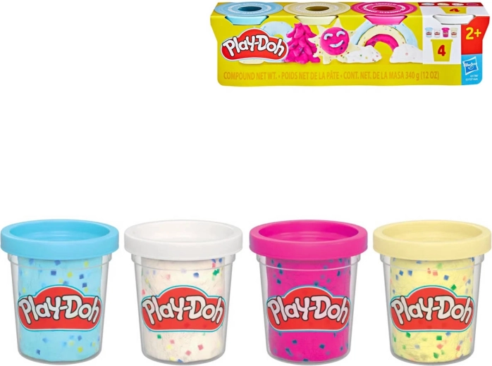 Play-Doh modelína s konfetami, 4 kelímky - 4 ks