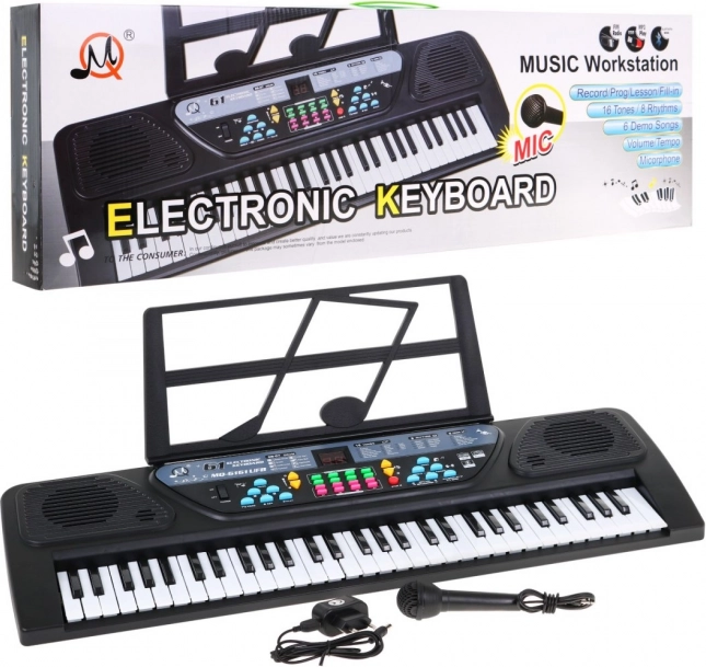 Dětský keyboard s výukovým režimem 5+ s mikrofonem a nahráváním