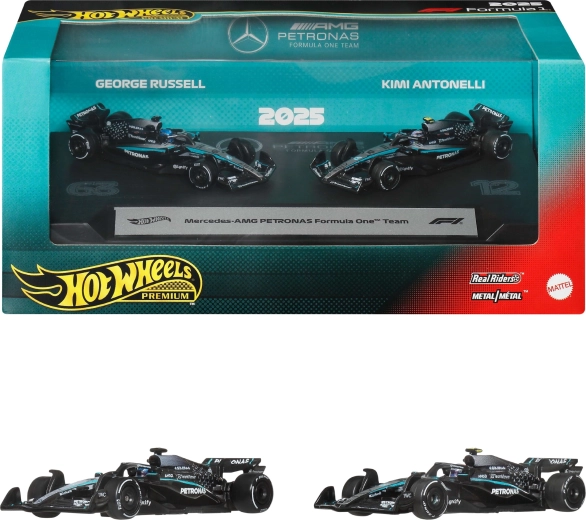 Hot Wheels Premium Formule 1 Mercedes-AMG Petronas Kimi Antonelli a George Russell - 2 ks
