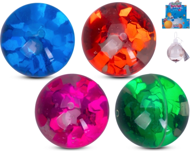 Třpytivý skákací míček 6 cm – sada 12 ks