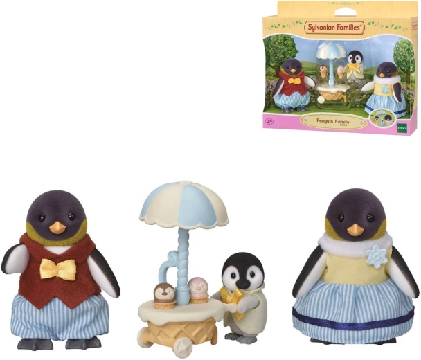 Sylvanian Families rodina tučňáků se zmrzlinovým vozíkem - 3 ks