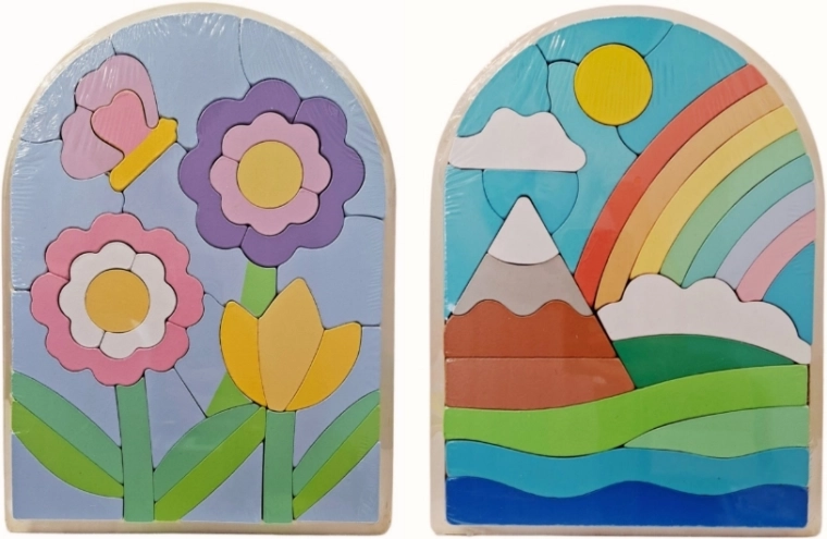 Dřevěné puzzle s barevným obrázkem - 1 kus