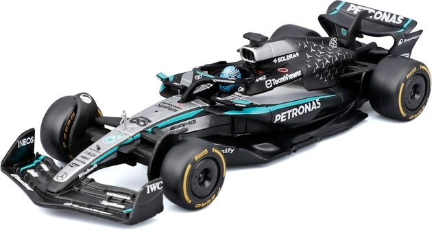 Bburago model formule 1 Mercedes‑AMG Petronas W16 2025 George Russell v akrylovém boxu (1:43)