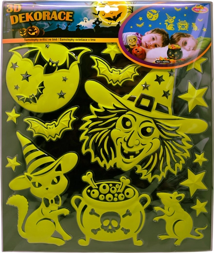 Svítící 3D samolepky čarodějnice Sparkys