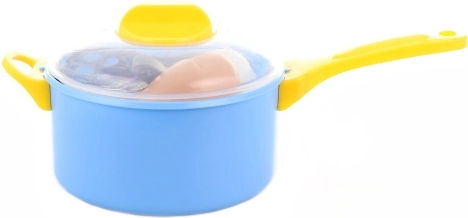 Dětská kuchyňská sada s hrncem 28 cm, náčiním a maketami potravin