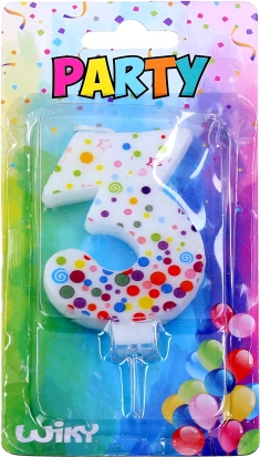 Párty svíčka číslo 3 s puntíky