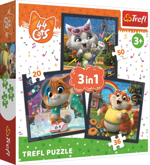 Puzzle 3v1 Poznej roztomilá koťátka 44 CATS