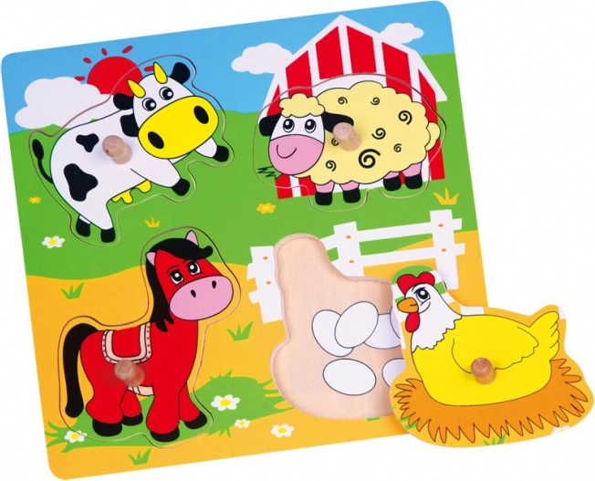 Babu dřevěná vkládačka zvířátka na farmě