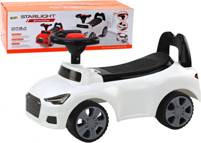 Odrážedlo auto s opěrkou a klaksonem – bílé