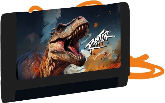 Dětská textilní peněženka Dino se šňůrkou a suchým zipem