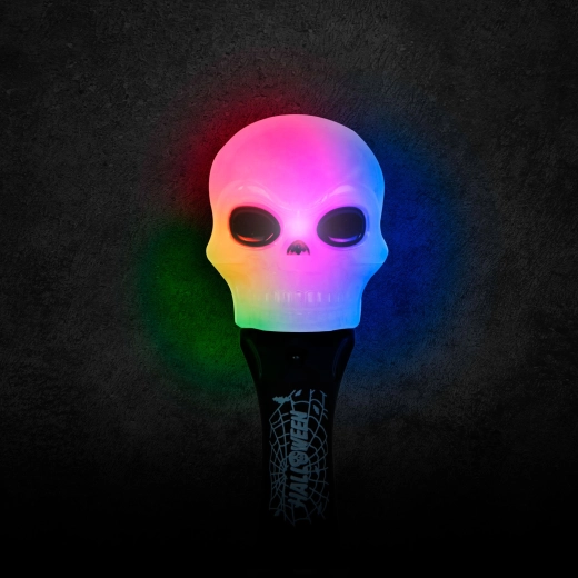Halloweenská LED lampa ve tvaru lebky na baterie