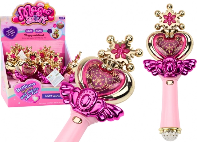 kouzelná hůlka pro malé princezny s barevným světlem a zvuky – růžová