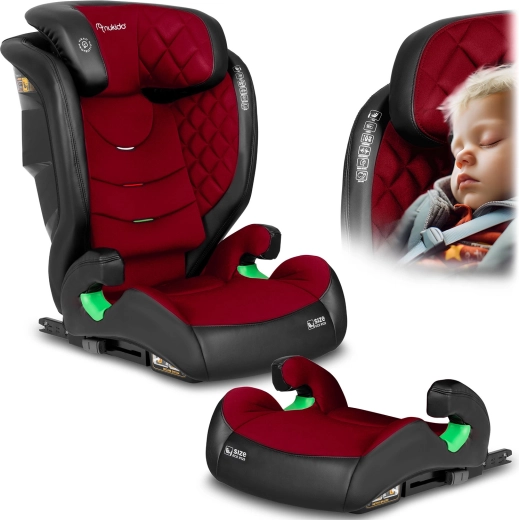 Autosedačka Nukido Louis 100–150 cm, ISOFIX, černo‑červená