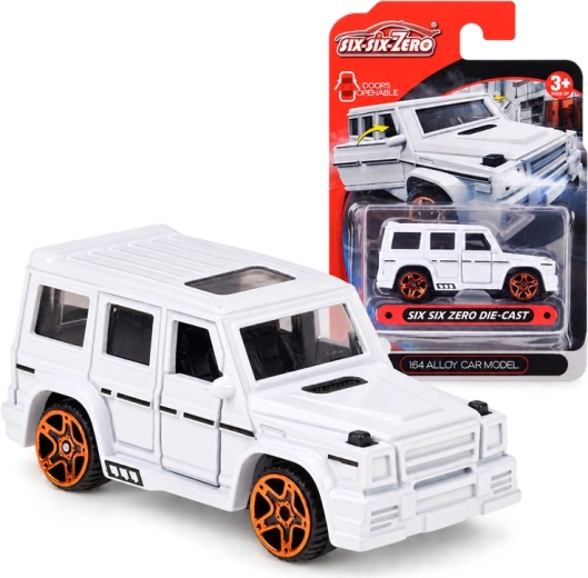 Kovový terénní model auta v měřítku 1:64 s otevíracími dveřmi