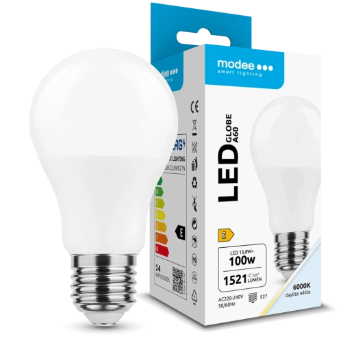 LED žárovka Globe A60 13,8 W E27 360° 6000 K 1521 lm