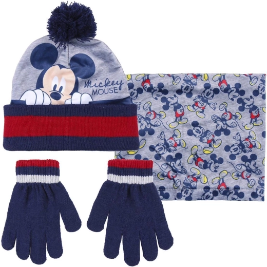 Souprava čepice, nákrčník a rukavice Mickey