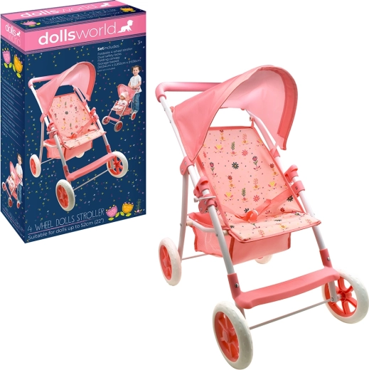 Dolls World luxusní skládací čtyřkolový kočárek pro panenky