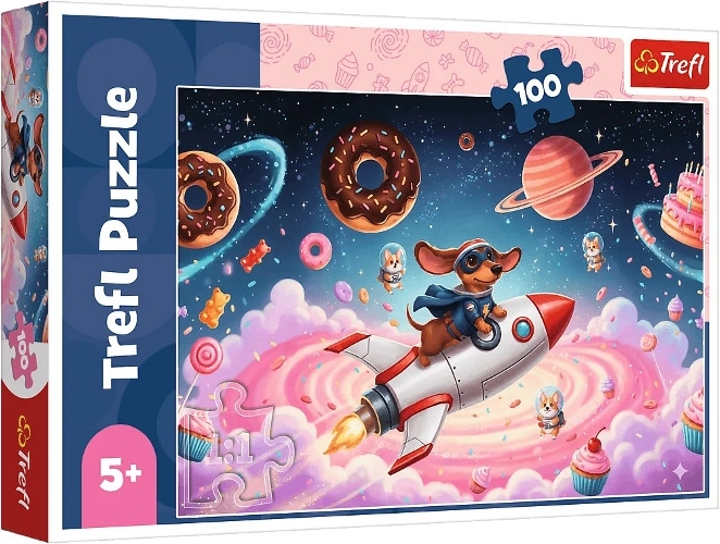 Puzzle 100 dílků jezevčík na raketě