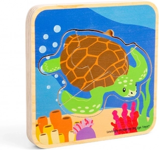 Dřevěné puzzle životní cyklus želvy BIGJIGS TOYS