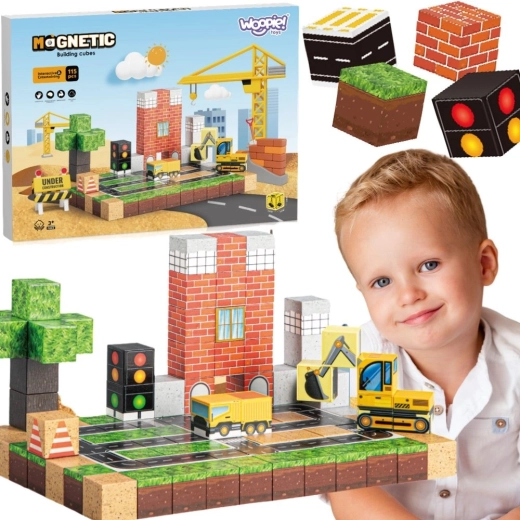 Woopie magnetické konstrukční kostky – staveniště 115 dílů
