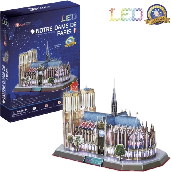 Svítící 3D puzzle Katedrála Notre-Dame 149 dílků