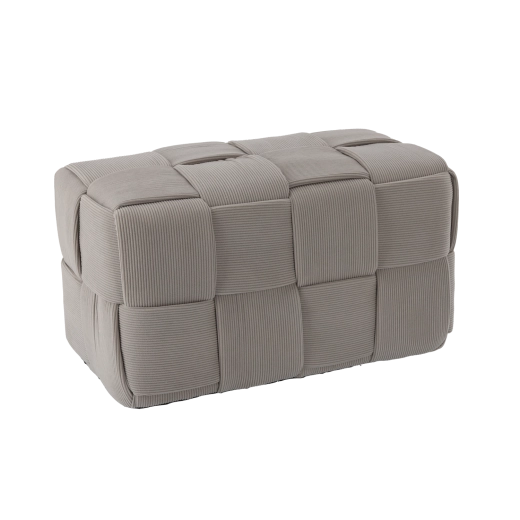 Pletená pufa obdélníková světle šedá 60 × 32 × 32 cm
