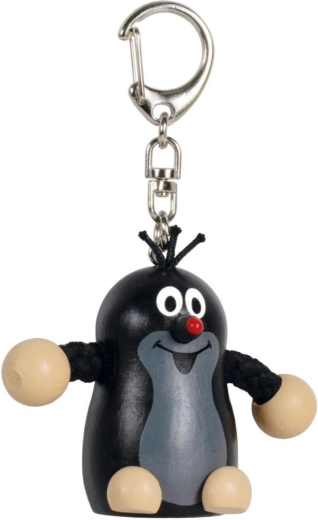 Dřevěná klíčenka Krtek s karabinkou 9 cm