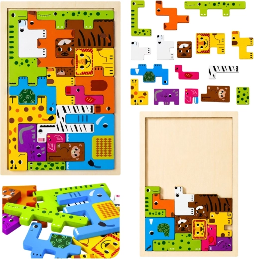 Dřevěné puzzle se zvířátky 20 dílků