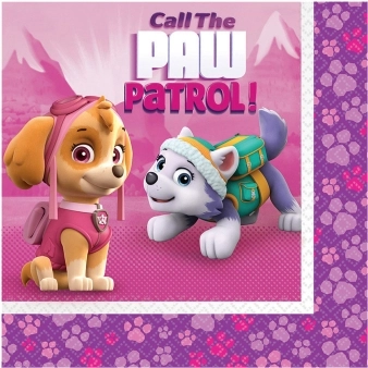 Paw Patrol Pink papírové ubrousky 33 x 33 cm (20 ks)
