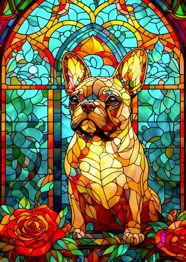 ENJOY puzzle vitráž s francouzským buldočkem 1000 dílků