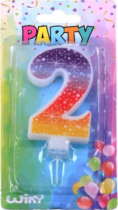 Párty svíčka číslo 2 s hvězdami