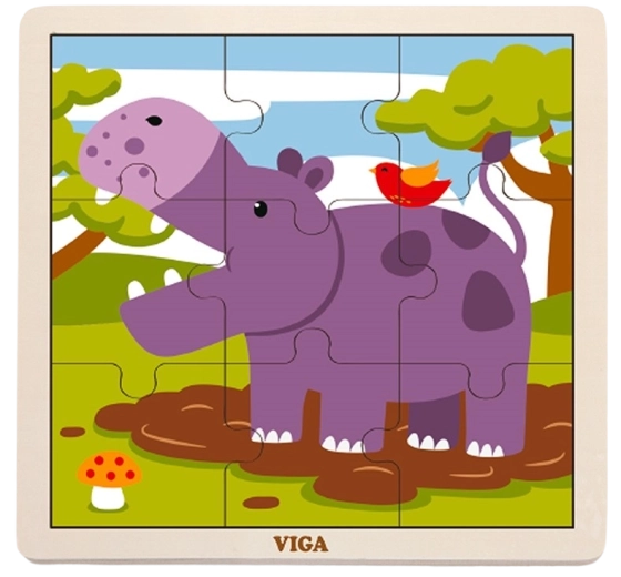Babu dřevěné puzzle hroch
