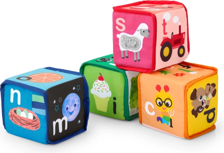 Baby Einstein textilní kostky abeceda Alpha Stacks, 4 ks