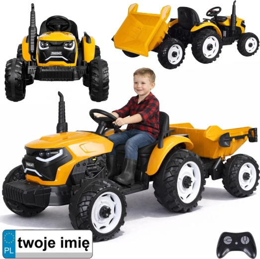 Elektrický traktor pro děti s přívěsem a vyklápěcím kyprem 24V