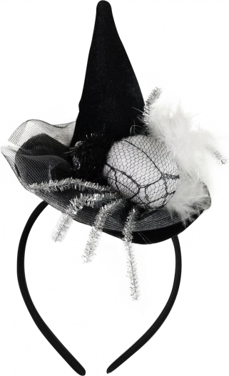 Čelenka s mini kloboučkem a pavoukem