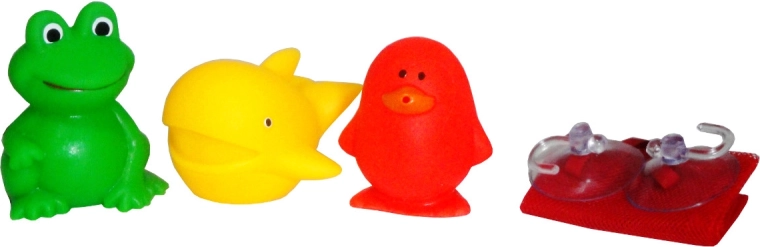 Pískací hračky do koupele v síťce – sada 3 ks