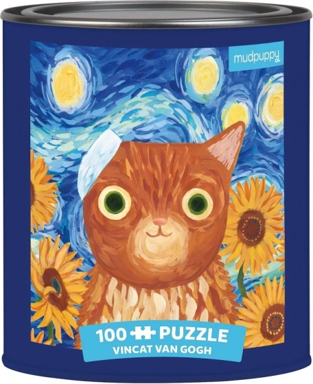 Puzzle Vincent van Gogh umělecké kočky 100 dílků v plechovce