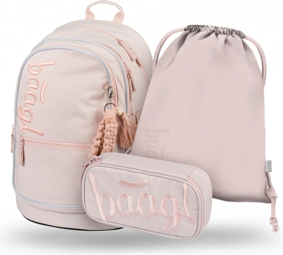 Baagl školní set Core Creamy – batoh, penál a sáček