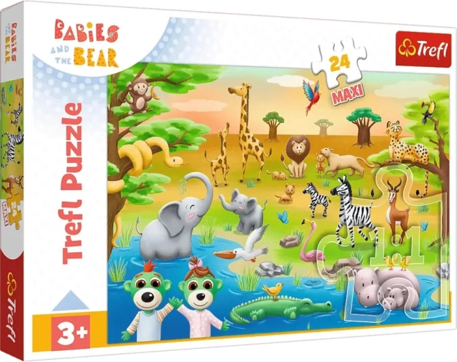 Trefl puzzle maxi 24 dílků – BOBAŠKI A MEDVÍDEK se zvířátky