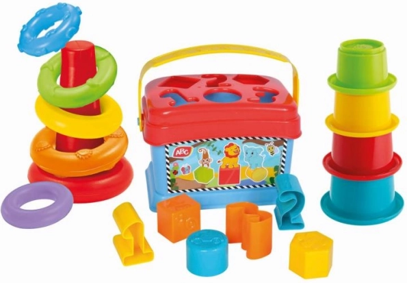 Set na hraní 3 v 1 - vkládačka, pyramida a kelímky