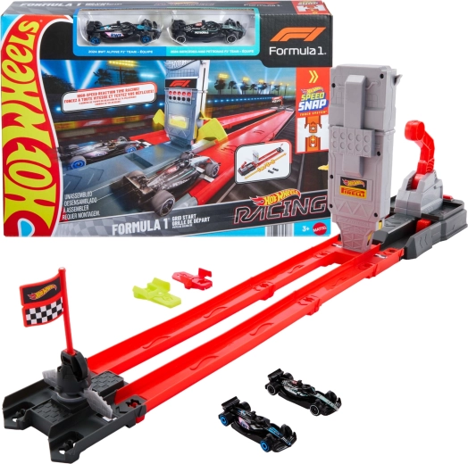 Hot Wheels formule 1 závodní dráha s dvojitou tratí a 2 auty