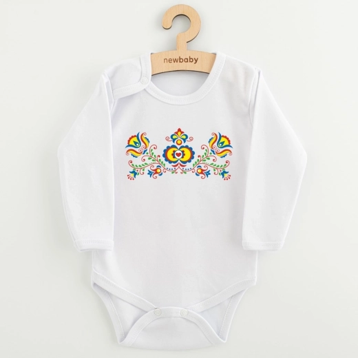Dětské body s dlouhým rukávem New Baby lidový vzor 68