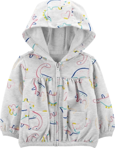 Carter's dívčí mikina s kapucí Grey Dino, velikost 56