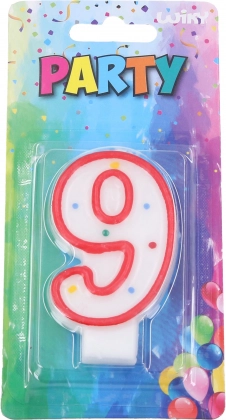 Párty svíčka Číslo 9 Červená