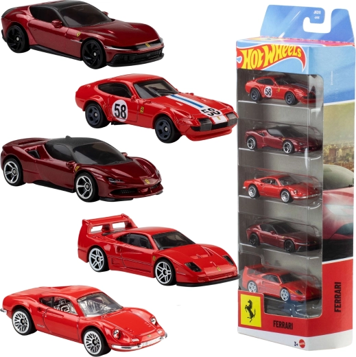 Hot Wheels Ferrari sada 5 kovových autíček 1:64