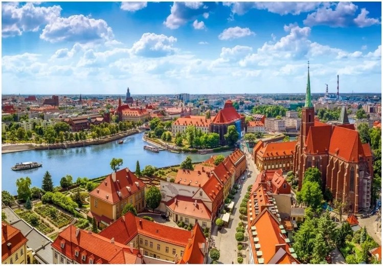 Puzzle Letecký pohled na Vratislav 1000 dílků CASTORLAND