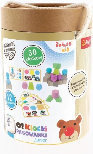 Dřevěné vkládací kostky junior Bobaski i Miś