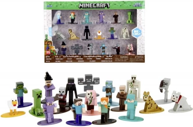 Sada kovových nano figurek MINECRAFT – 18 ks, vlna 12
